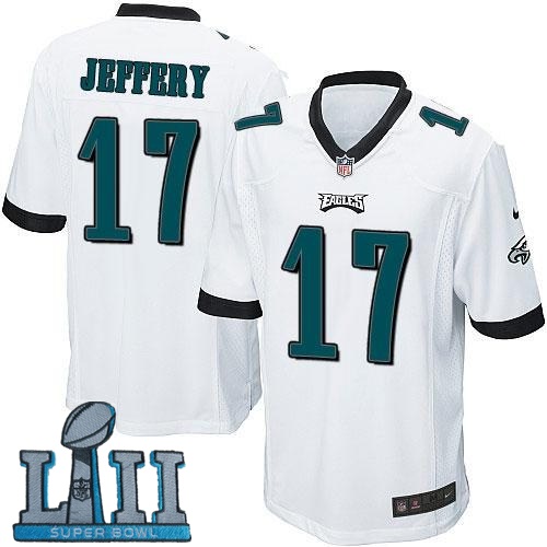 Nike Eagles 17 Alshon Jeffery White Youth 2018 Super Bowl LII Game Jersey