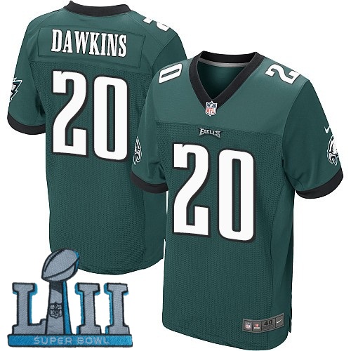 Nike Eagles 20 Brian Dawkins Green 2018 Super Bowl LII Elite Jersey