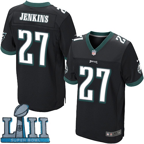 Nike Eagles 27 Malcolm Jenkins Black 2018 Super Bowl LII Elite Jersey