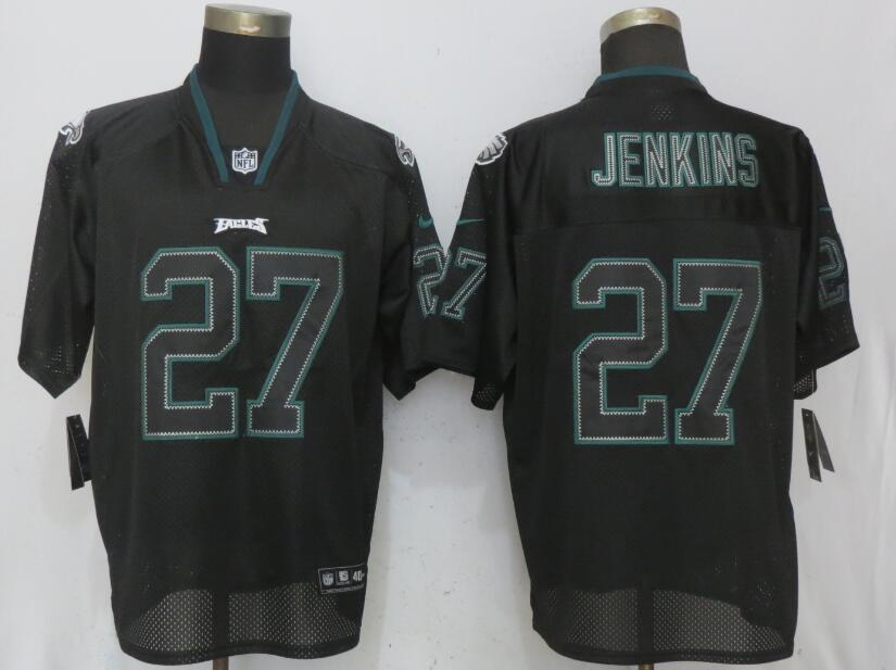 Nike Eagles 27 Malcolm Jenkins Black Lights Out Elite Jersey