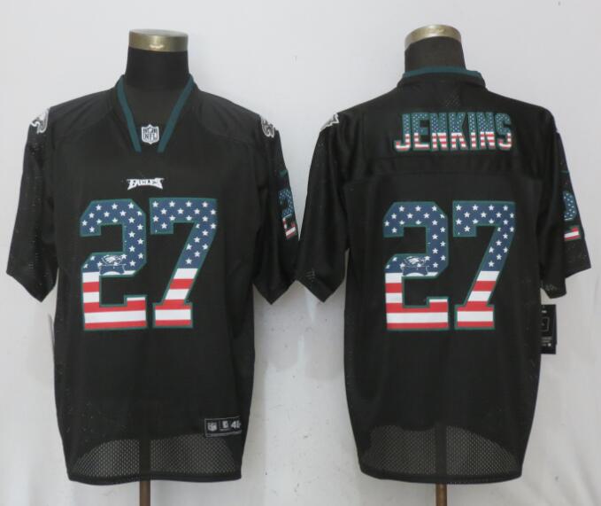 Nike Eagles 27 Malcolm Jenkins Black USA Flag Elite Jersey
