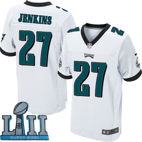 Nike Eagles 27 Malcolm Jenkins White 2018 Super Bowl LII Elite Jersey