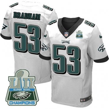 Nike Eagles 53 Nigel Bradham White 2018 Super Bowl Champions Elite Jersey