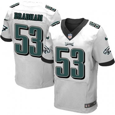 Nike Eagles 53 Nigel Bradham White Elite Jersey
