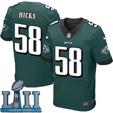 Nike Eagles 58 Jordan Hicks Green 2018 Super Bowl LII Elite Jersey