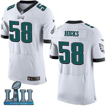 Nike Eagles 58 Jordan Hicks White 2018 Super Bowl LII Elite Jersey