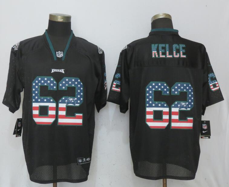 Nike Eagles 62 Jason Kelce Black USA Flag Elite Jersey