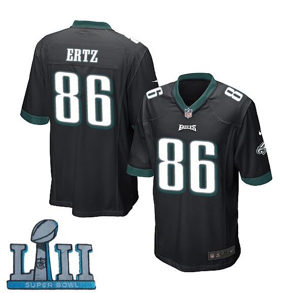 Nike Eagles 86 Zach Ertz Black Youth 2018 Super Bowl LII Game Jersey