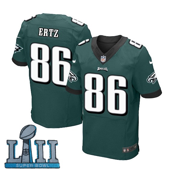 Nike Eagles 86 Zach Ertz Green 2018 Super Bowl LII Elite Jersey