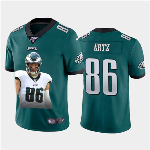 Nike Eagles 86 Zach Ertz Green Player Name Logo 100th Season Vapor Untouchable Limited Jersey
