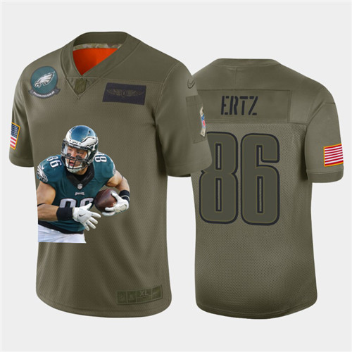 Nike Eagles 86 Zach Ertz Olive Player Name Logo Vapor Untouchable Limited Jersey