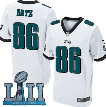 Nike Eagles 86 Zach Ertz White 2018 Super Bowl LII Elite Jersey