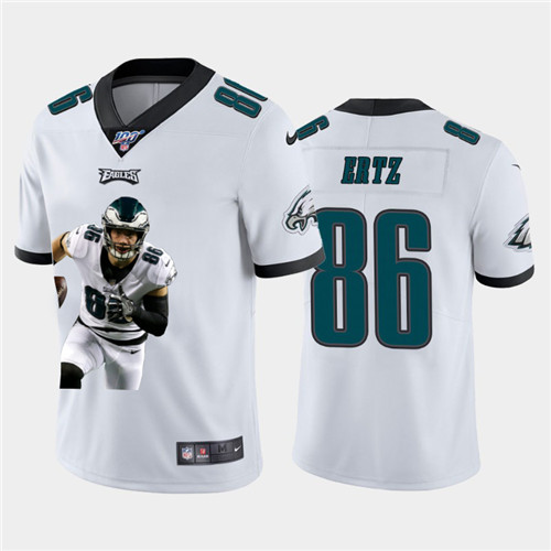 Nike Eagles 86 Zach Ertz White Player Name Logo 100th Season Vapor Untouchable Limited Jersey