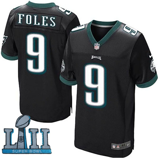 Nike Eagles 9 Nick Foles Black 2018 Super Bowl LII Elite Jersey