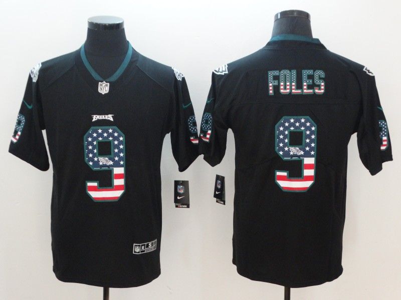 Nike Eagles 9 Nick Foles Black USA Flag Fashion Color Rush Limited Jersey