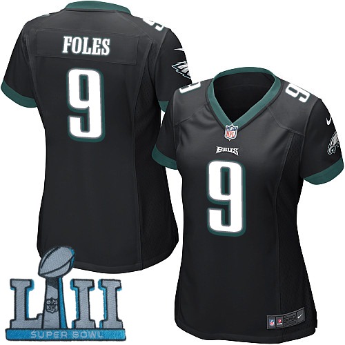 Nike Eagles 9 Nick Foles Black Women 2018 Super Bowl LII Game Jersey