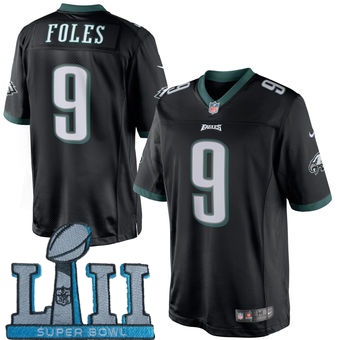 Nike Eagles 9 Nick Foles Black Youth 2018 Super Bowl LII Game Jersey