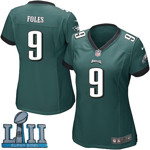 Nike Eagles 9 Nick Foles Green Women 2018 Super Bowl LII Game Jersey