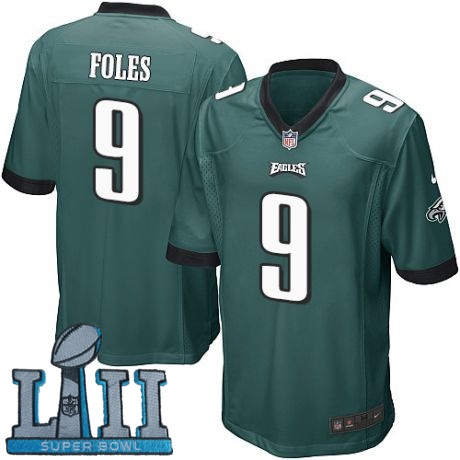 Nike Eagles 9 Nick Foles Green Youth 2018 Super Bowl LII Game Jersey