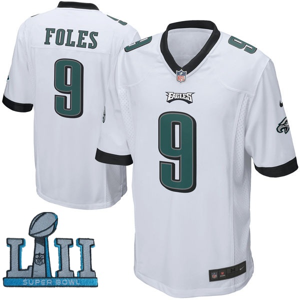 Nike Eagles 9 Nick Foles White Youth 2018 Super Bowl LII Game Jersey