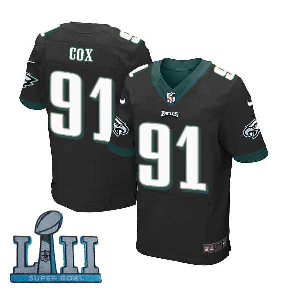 Nike Eagles 91 Fletcher Cox Black 2018 Super Bowl LII Elite Jersey