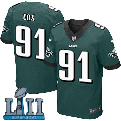 Nike Eagles 91 Fletcher Cox Green 2018 Super Bowl LII Elite Jersey
