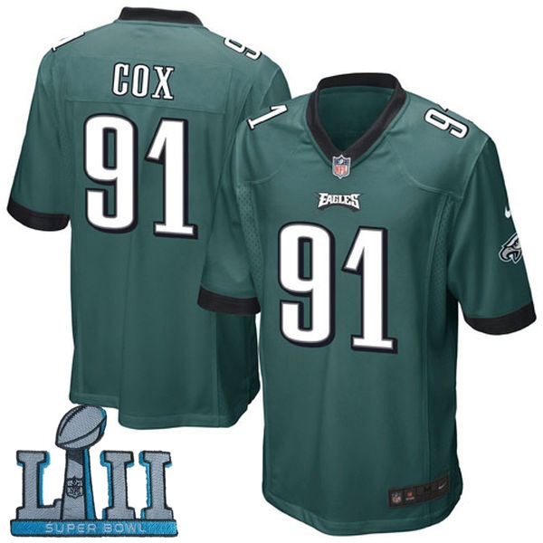 Nike Eagles 91 Fletcher Cox Green Youth 2018 Super Bowl LII Game Jersey