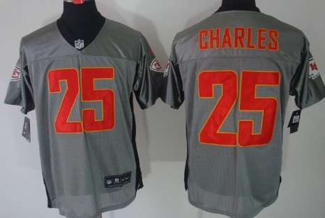 Nike Elite Jersey Kansas City Chiefs #25 Jamaal Charles Gray