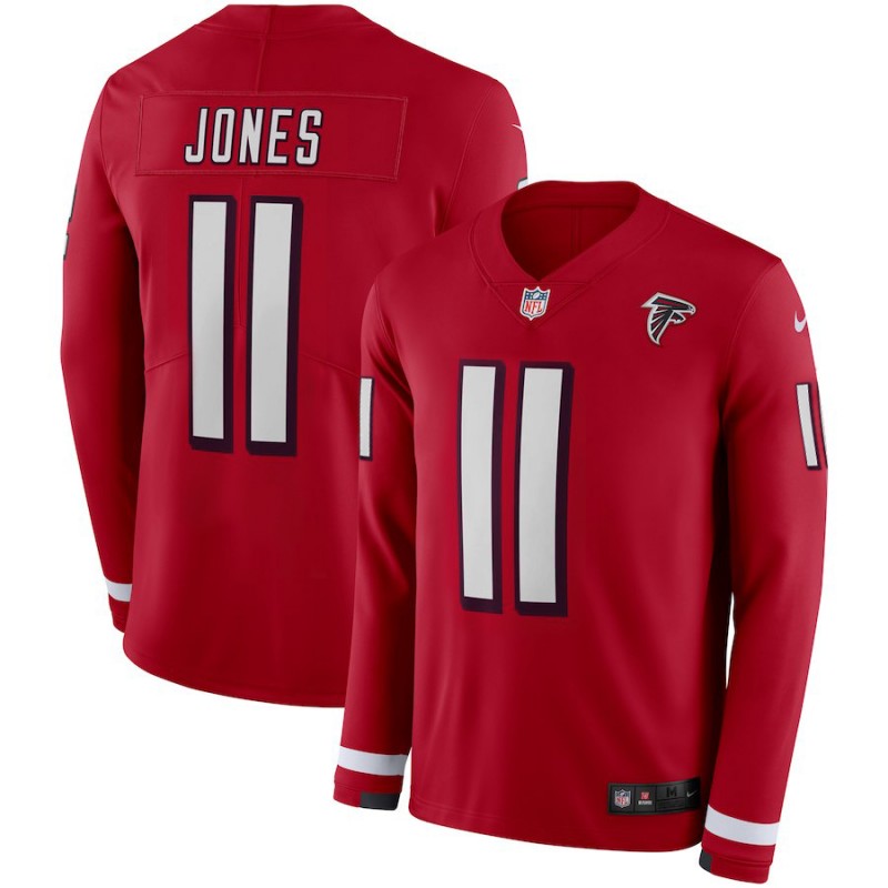 Nike Faclons 11 Julio Jones Red Therma Long Sleeve Jersey