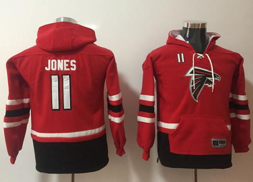 Nike Falcons #11 Julio Jones Red Black Youth Name & Number Pullover NFL Hoodie