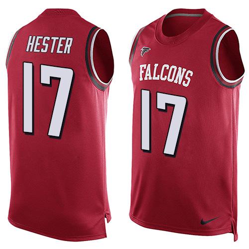 Nike Falcons #17 Devin Hester Red Team Color Men's Stitched NFL Limited Tank Top Jersey