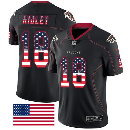 Nike Falcons #18 Calvin Ridley Black Men's Stitched NFL Limited Rush USA Flag Jersey$149.99$22.50