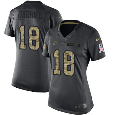 Nike Falcons #18 Taylor Gabriel Black Women's Stitched NFL Limited 2016 Salute to Service Jersey