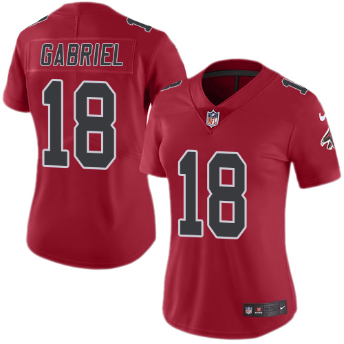 Nike Falcons #18 Taylor Gabriel Red Women's Stitched NFL Limited Rush Jersey