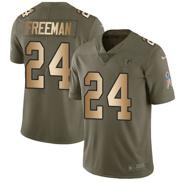 Nike Falcons #24 Devonta Freeman Olive Gold Men's Stitched NFL Limited 2017 Salute To Service Jersey