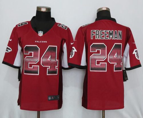 Nike Falcons #24 Devonta Freeman Red Team Color Men's Stitched NFL Limited Strobe Jersey