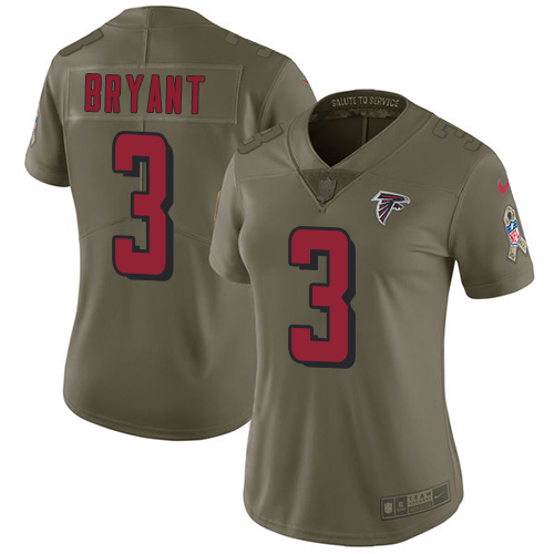 Nike Falcons #3 Matt Bryant Olive Women's Stitched NFL Limited 2017 Salute to Service Jersey