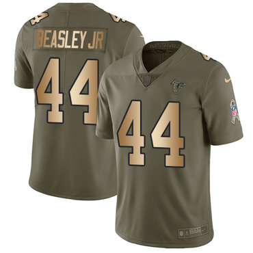 Nike Falcons #44 Vic Beasley Jr Olive Gold Men's Stitched NFL Limited 2017 Salute To Service Jersey