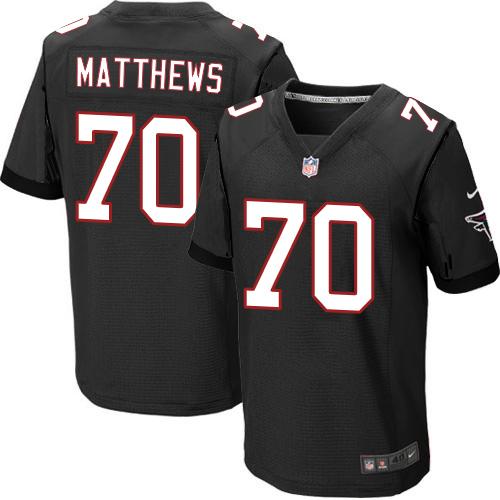 Nike Falcons #70 Jake Matthews Black Alternate Men's Stitched NFL Elite Jersey