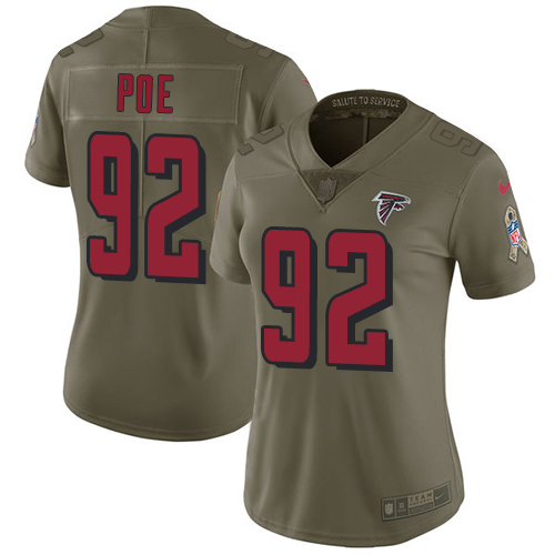 Nike Falcons #92 Dontari Poe Olive Women's Stitched NFL Limited 2017 Salute to Service Jersey