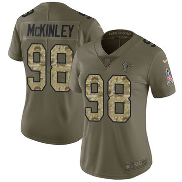 Nike Falcons #98 Takkarist McKinley Olive Camo Women's Stitched NFL Limited 2017 Salute to Service Jersey
