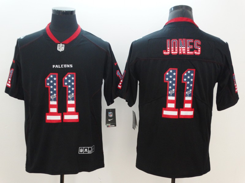 Nike Falcons 11 Julio Jones Black USA Flag Fashion Color Rush Limited Jersey
