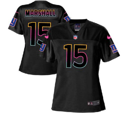 Nike Giants #15 Brandon Marshall Black Women's NFL Fashion Game Jersey
