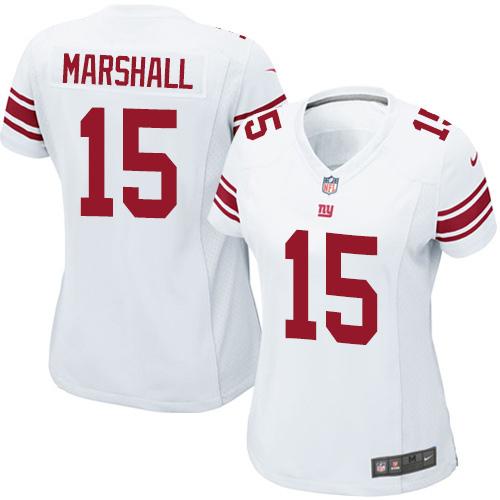 Nike Giants #15 Brandon Marshall White Women's Stitched NFL Elite Jersey