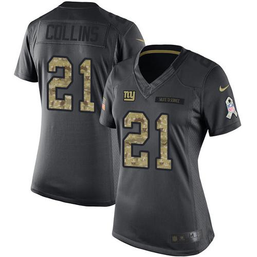 Nike Giants #21 Landon Collins Black Women's Stitched NFL Limited 2016 Salute to Service Jersey