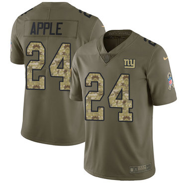 Nike Giants #24 Eli Apple Olive Camo Men's Stitched NFL Limited 2017 Salute To Service Jersey