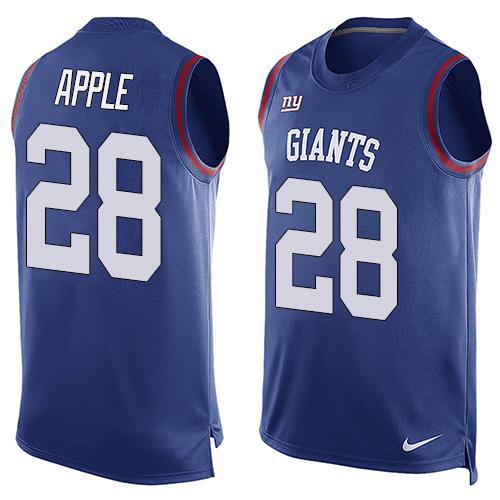 Nike Giants #28 Eli Apple Royal Blue Team Color Men's Stitched NFL Limited Tank Top Jersey