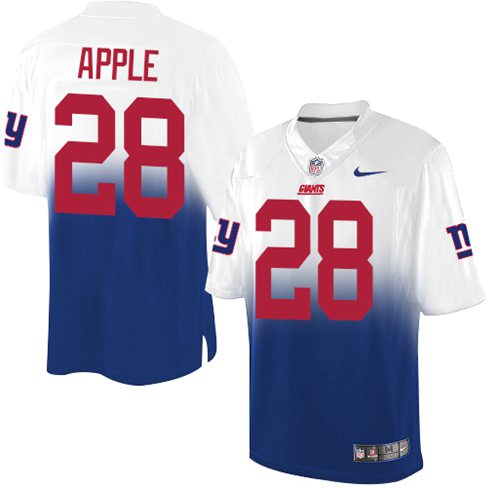 Nike Giants #28 Eli Apple Royal Blue White Men's Stitched NFL Elite Fadeaway Fashion Jersey