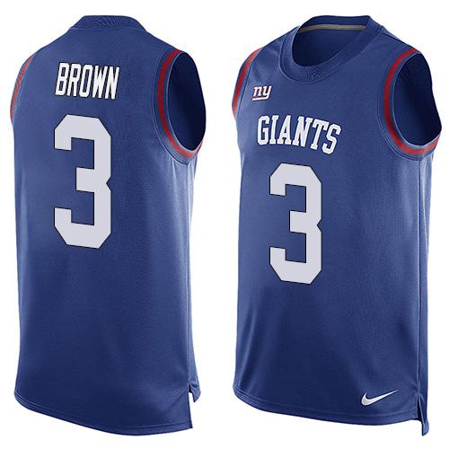 Nike Giants #3 Josh Brown Royal Blue Team Color Men's Stitched NFL Limited Tank Top Jersey