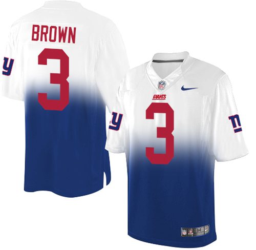 Nike Giants #3 Josh Brown Royal Blue White Men's Stitched NFL Elite Fadeaway Fashion Jersey